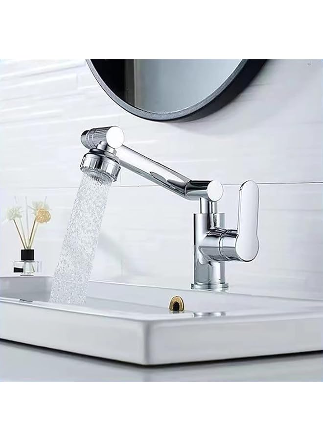 The Bros Bathroom Universal Swivel Faucet Modern Bathroom Sink Faucet Universal Swivel Retractable Matte Black Faucet for 1 Hole Sink Contains 2 Inlet Pipes - Image 1