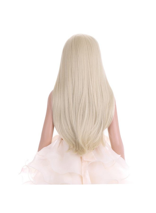 DUDUWIG Kids Blonde Wig Long Blonde Wigs For Girls Middle Part Light Blonde Straight Synthetic Hair Blonde Wigs For Dress Up Cosplay Halloween - Image 5