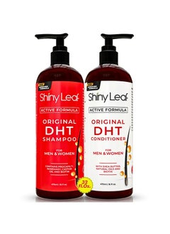 Shiny Leaf DHT Blocker Shampoo and Conditioner for Hair Loss With Biotin For Men, Women, Anti-Hair Loss Treatment, Rosemary Leaf Oil and Asparagus Extracts, for Thinning Hair (Shampoo and Conditioner) (1 Set)  - Image 1