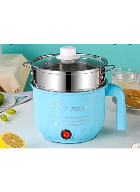 Mini Electric Rice Cooker Single Layer Available Multi-function Hot Pot Electric Rice Cooker 1.8L (Color: Blue)