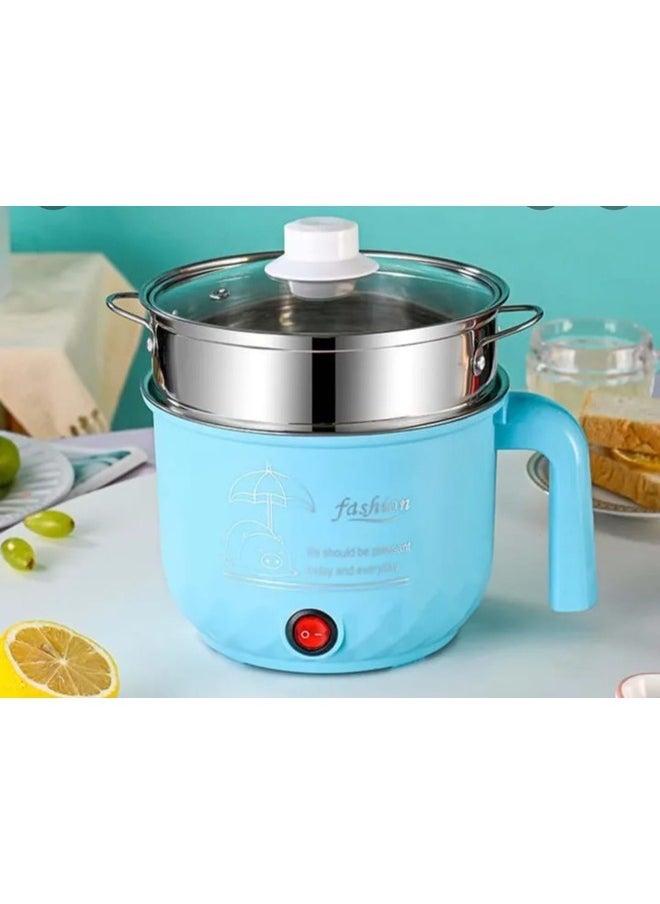 Generic Mini Electric Rice Cooker Single Layer Available Multi-function Hot Pot Electric Rice Cooker 1.8L (Color: Blue)  - Image 1