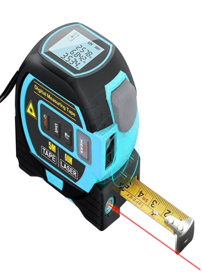 Generic 3in1 Rangefinder 5m Tape Measure Ruler LCD Display with Backlight Distance Meter Building Measurement Device Area Volumes Surveying Equipment  - Image 1