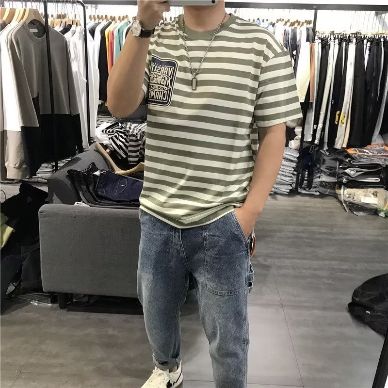 New Short-Sleeved T-Shirt Youth Fashion All-Match Trendy Fashion Brand Japanese Round Neck Ins Standard Men'S Summer - Image 3