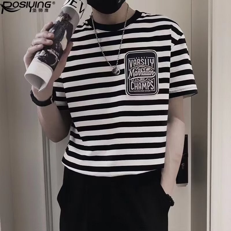 New Short-Sleeved T-Shirt Youth Fashion All-Match Trendy Fashion Brand Japanese Round Neck Ins Standard Men'S Summer - Image 2