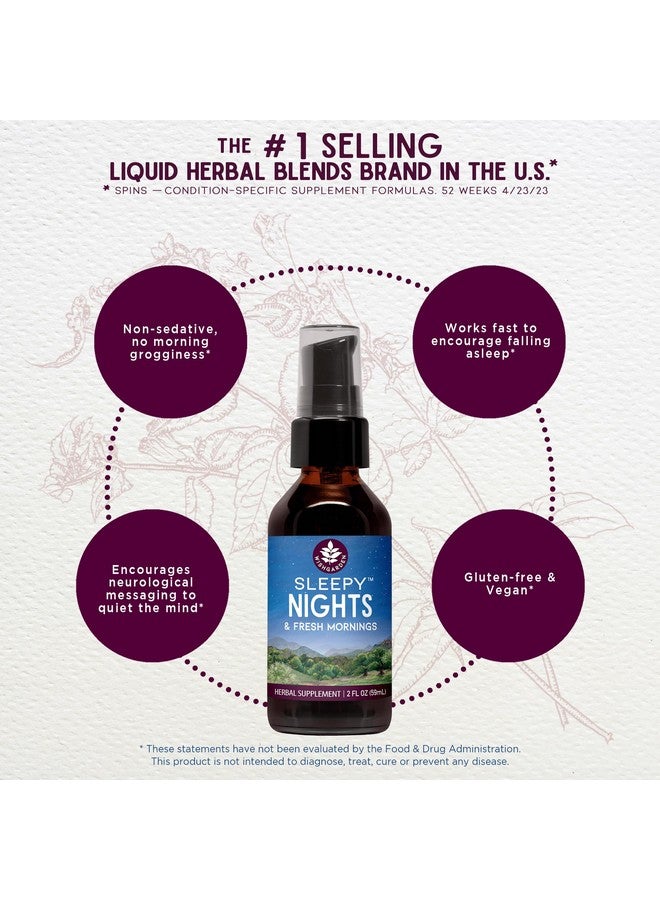 ويش جاردن WishGarden Herbs Sleepy Nights & Fresh Mornings - صبغة طبيعية بالكامل من الأعشاب للمساعدة على النوم، مكمل عضوي للنوم مع زهرة الآلام والقفزات والقلنسوة، يدعم النوم العميق ودورات النوم الصحية، 4 أونصة - Image 1