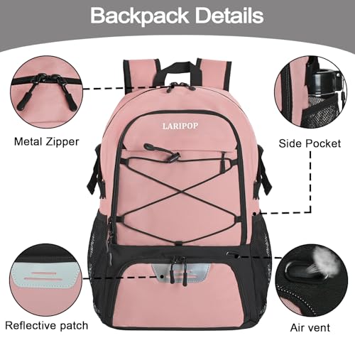 LARIPOP Basketball Backpack with Ball Compartment - Ventilated Shoe Pocket Fits US Size 15, Water Resistant 30L Sports Bag for Men Women Teen Athletes Practice Travel - Image 4
