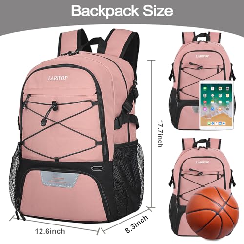 LARIPOP Basketball Backpack with Ball Compartment - Ventilated Shoe Pocket Fits US Size 15, Water Resistant 30L Sports Bag for Men Women Teen Athletes Practice Travel - Image 2