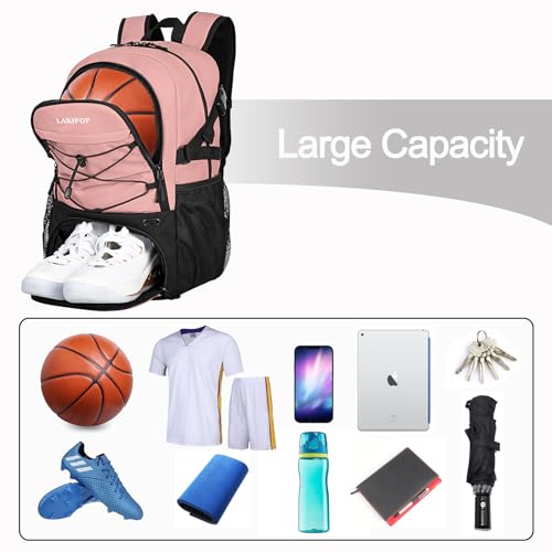 LARIPOP Basketball Backpack with Ball Compartment - Ventilated Shoe Pocket Fits US Size 15, Water Resistant 30L Sports Bag for Men Women Teen Athletes Practice Travel - Image 3