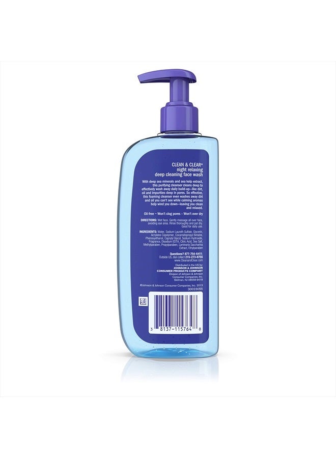 Clean & Clear Night Relaxing Oil-Free Deep Cleaning Face Wash with Deep Sea Minerals & Sea Kelp Extract, For All Skin Types, 8 fl. oz - Image 2