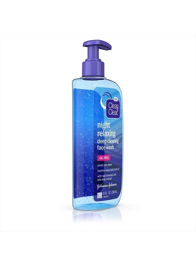 Clean & Clear Night Relaxing Oil-Free Deep Cleaning Face Wash with Deep Sea Minerals & Sea Kelp Extract, For All Skin Types, 8 fl. oz - Image 3