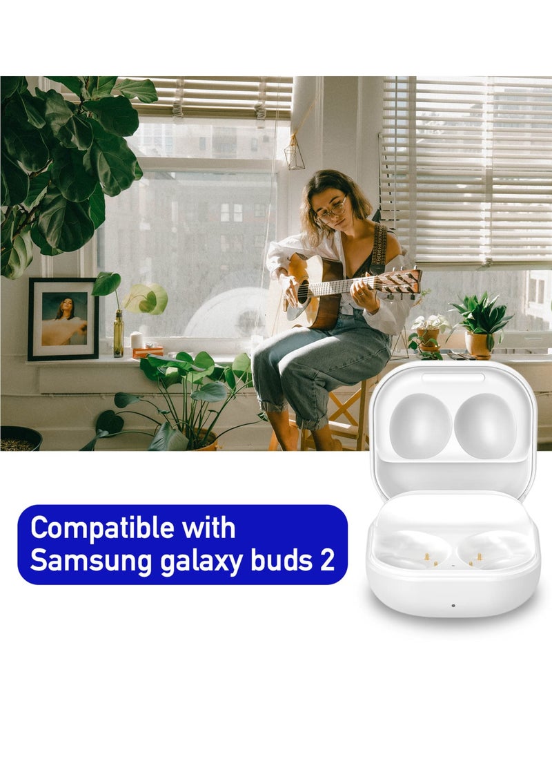 SYOSI - Charging Case for Samsung Galaxy Buds 2 (SM-R177), Replacement Charger Dock Station, Supports Bluetooth Pairing, Charging for Galaxy Buds2 Bluetooth Earbuds, White - Image 1