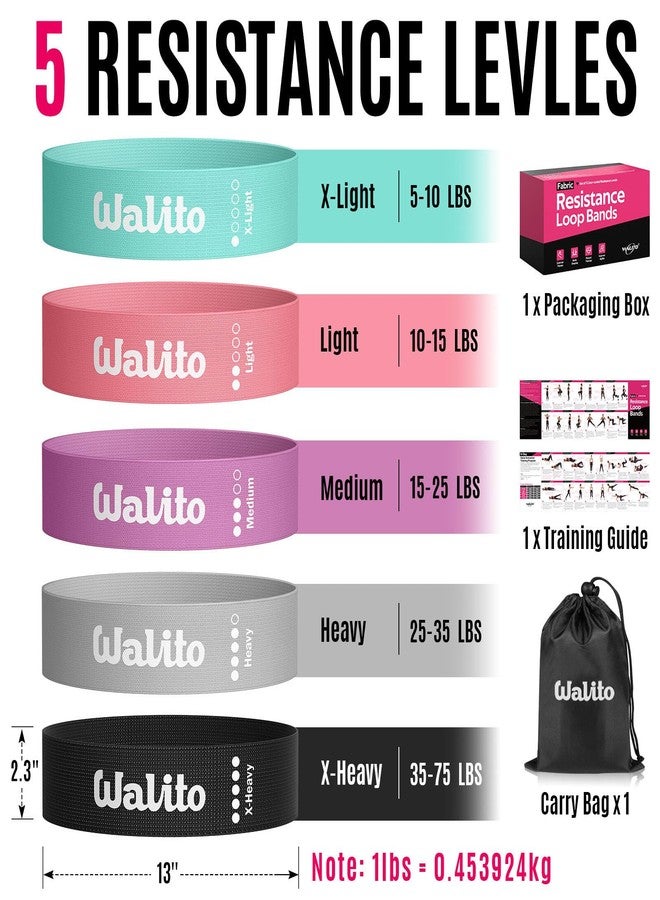WALITO Fabric Resistance Bands for Working Out - Booty Bands for Legs -Glutes Training for Women and Men - Exercise Bands for Squats, Yoga, Physical Therapy -Home Gym Fitness - Image 4