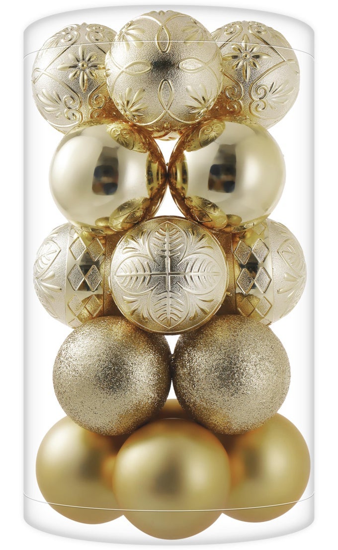 20CT GOLD CHRISTMAS BALL ORNAMENTS SHATTERPROOF PLASTIC CHRISTMAS TREE DECORATIONS FOR XMAS PARTY HOME OFFICE HOLIDAY DECOR LARGE SIZE 315 80MM
