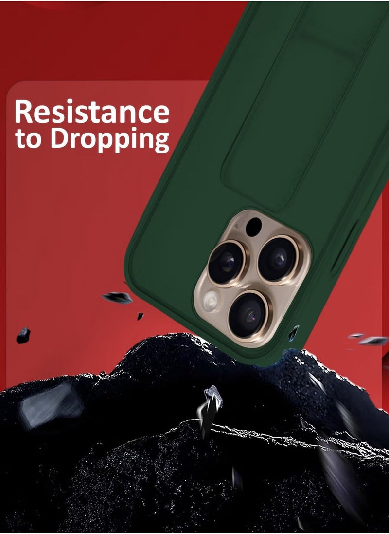 Raxoom 3-Pack Premium PU Leather Case & Screen Protectors for iPhone 16 Pro Max â€“ Shockproof, Anti-Scratch, Stand Function, Finger Grip Case Cover (Green) - Image 4