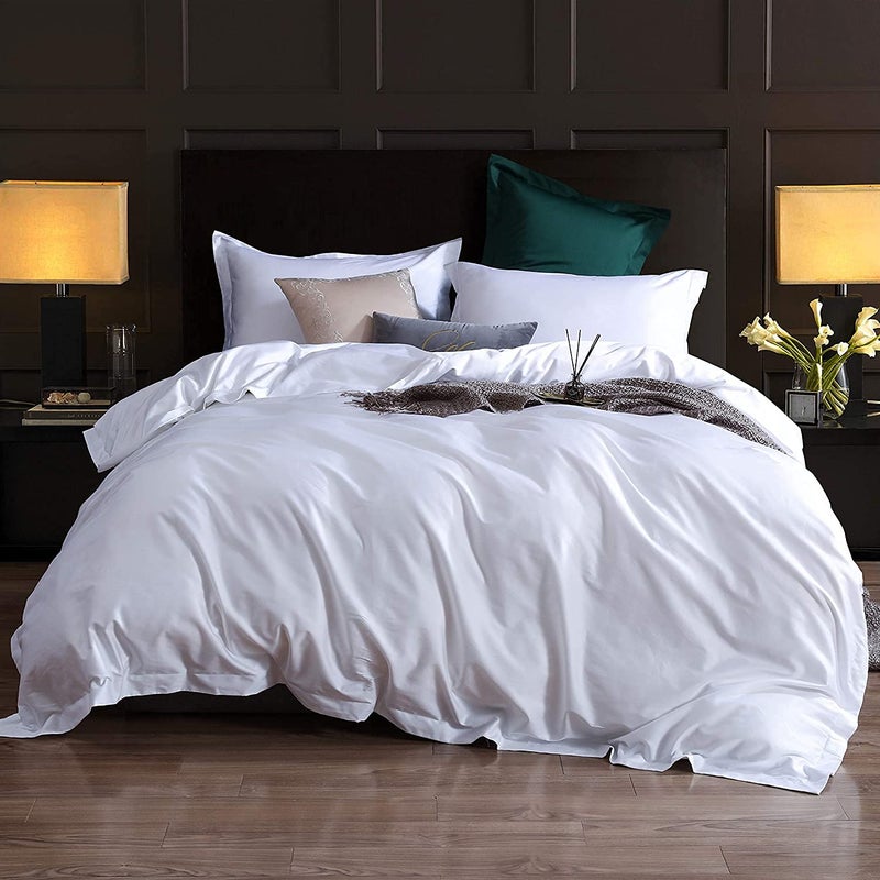 Minor Monkey King Duvet Cover 1000 Thread Count 100 Egyptian Cotton Sateen Weave Long Staple White Quilt Cover 3 PC Bedding Set  Comforter Cover  2 Pillow Shams with Zipper Closure