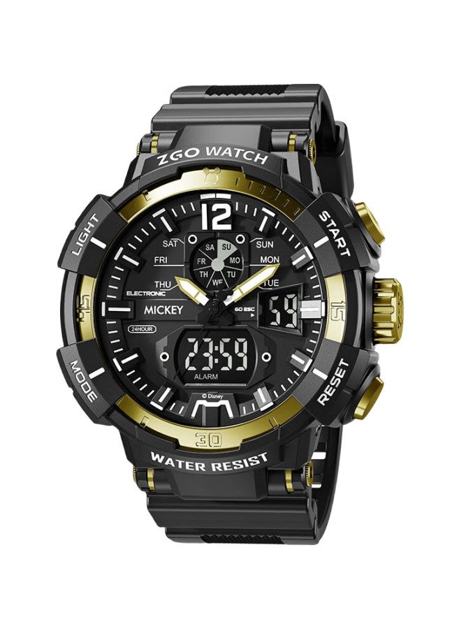 ZGO Watch For Men, Electronic Watch For Students, Middle School And High School Students, Dual Display, Waterproof, Children'S Sports Watch, Gift, 504 Black Gold - Image 3