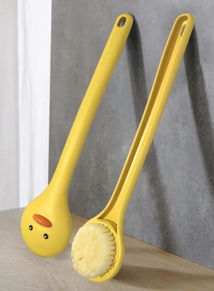 Excefore Little Yellow Eagle Bath Brush, Softer bristles, Long Handle, Suitable for Children Aged 3-12, Cleaning Sweat Stains and Beauty Bath, Wet or Dry Brush, Bath Brush (14 inch, Lemon Yellow) - Image 2
