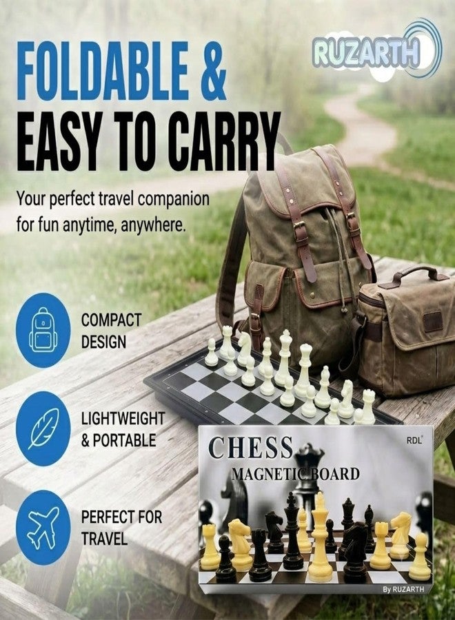 RUZARTH Magnetic Chess Set 30x30CM Folding Travel Chess Board Game for Kids & Adults, Portable Magnetic Chess with Storage Case, Educational Strategy Learning Game. - Image 5