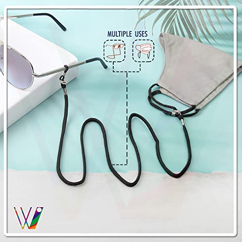 VIVID vision Unisex Adult Fabric Eyeglass Holder Strap Cord | New Chain Adjust on Sunglasses | Anti-slip Retainer Lanyard String Eyewear Frame | CH-153 | Black - Image 5