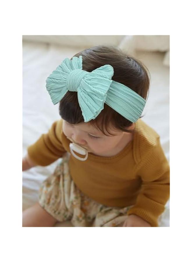 HOOKOR Nylon Blue Baby Headbands Bows, Stretchy Gray Infant Headband Bows for Baby Girls Boys Newborn Head Wraps Toddler Unisex (16-04) - Image 4