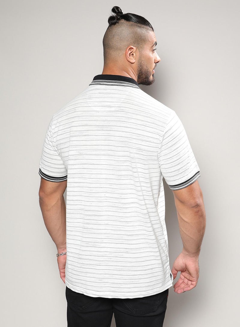 Instafab Plus Men's White Striped Regular Fit Casual T-Shirt - Image 5