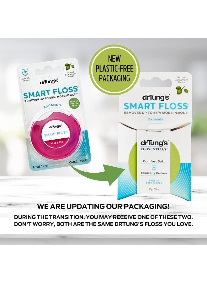DrTung's Smart Floss - Natural Floss, PTFE & PFAS Free Floss, Gentle on Gums, Expands & Stretches, BPA Free Floss - Natural Dental Floss Cardamom Flavor (Pack of 3) - Image 2