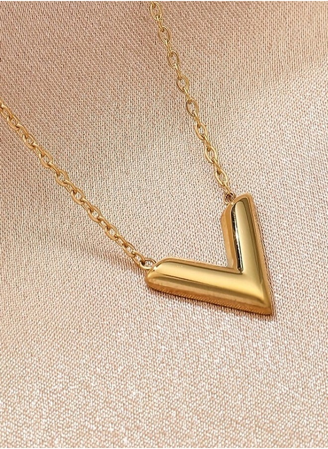 Generic Gold Letter V Bracelets Dainty Gold Plated Chain Bracelets Necklaces Set Ribbon Choker Bracelets Necklaces Trendy Jewelry Gifts for Women Girls  - Image 3