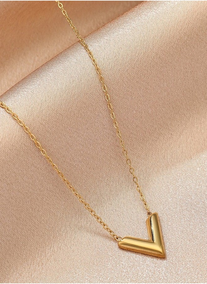 Generic Gold Letter V Bracelets Dainty Gold Plated Chain Bracelets Necklaces Set Ribbon Choker Bracelets Necklaces Trendy Jewelry Gifts for Women Girls  - Image 4