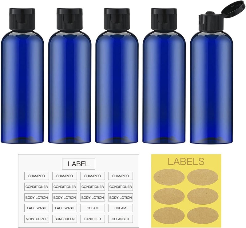 LISAPACK 3.4 oz Travel Bottles for Toiletries, Plastic Travel Size Containers for Shampoo Conditioner TSA Approved, Empty Small Squeeze for Lotion, Leak Proof Mini Liquid Tube for Refillable Blue - Image 5