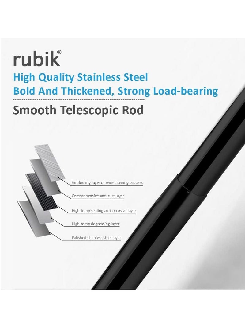 Rubik Shower Curtain Rod Adjustable 50 to 80cm, Thick & Extendable Telescopic Length Tension Bar No Drill Type for Bathroom Shower Bathtub Cabinet (50 x 80cm) Black  - Image 4