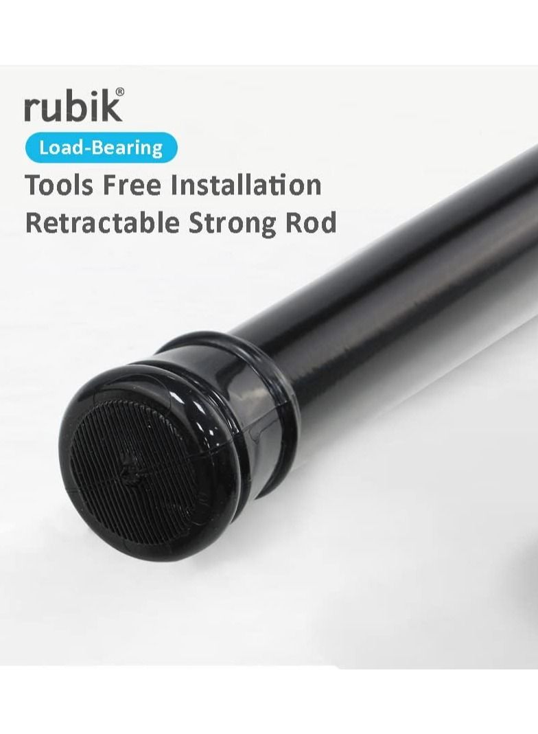 Rubik Shower Curtain Rod Adjustable 50 to 80cm, Thick & Extendable Telescopic Length Tension Bar No Drill Type for Bathroom Shower Bathtub Cabinet (50 x 80cm) Black  - Image 3