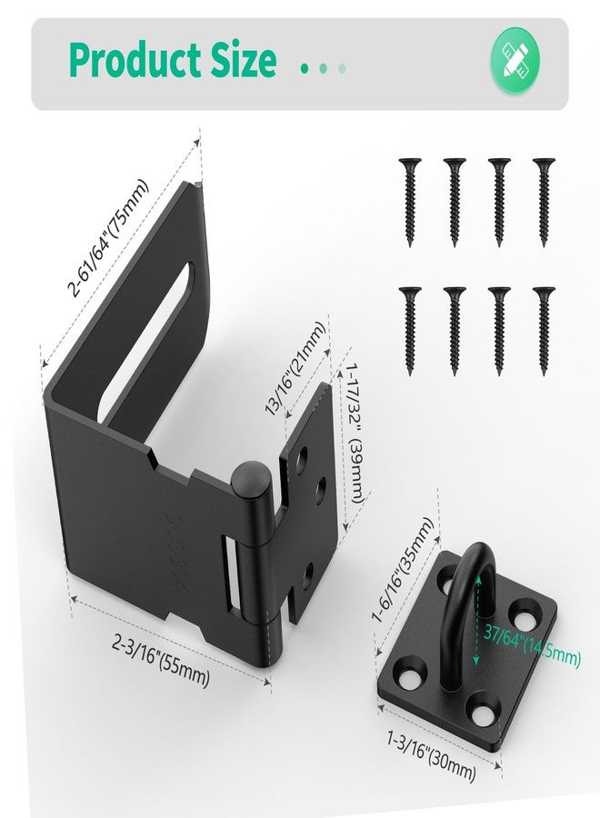 YogePote 90 Degree Hasp Latch, Heavy Duty 304 Stainless Steel Padlock Hasp Lock for Right Angle File Cabinet, Desk Drawer, Tool Box, Mailbox, Bookcase (Black-1pc) - Image 5