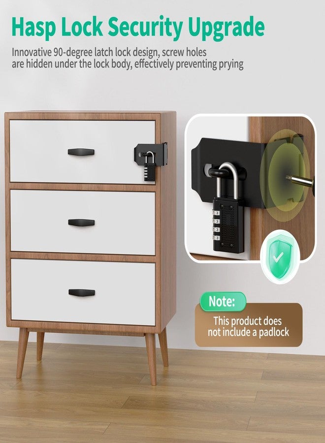 YogePote 90 Degree Hasp Latch, Heavy Duty 304 Stainless Steel Padlock Hasp Lock for Right Angle File Cabinet, Desk Drawer, Tool Box, Mailbox, Bookcase (Black-1pc) - Image 2