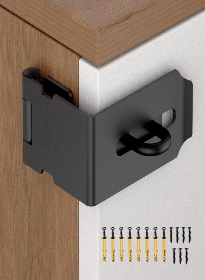 YogePote 90 Degree Hasp Latch, Heavy Duty 304 Stainless Steel Padlock Hasp Lock for Right Angle File Cabinet, Desk Drawer, Tool Box, Mailbox, Bookcase (Black-1pc) - Image 1