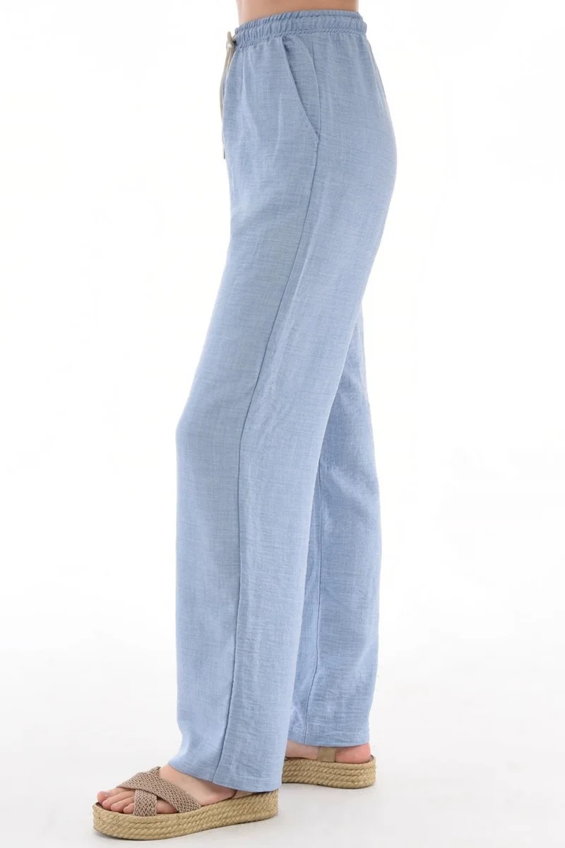 سيدي دينيم Women's Synthetic Linen High Waist Elastic Loose Leg Trousers C610