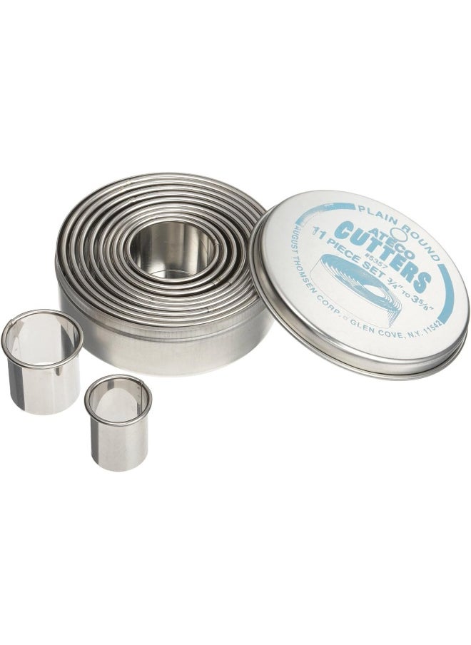 Ateco Ateco Plain Edge Round Cutters in Graduated Sizes, Stainless Steel, 11 Pc Set  - Image 1