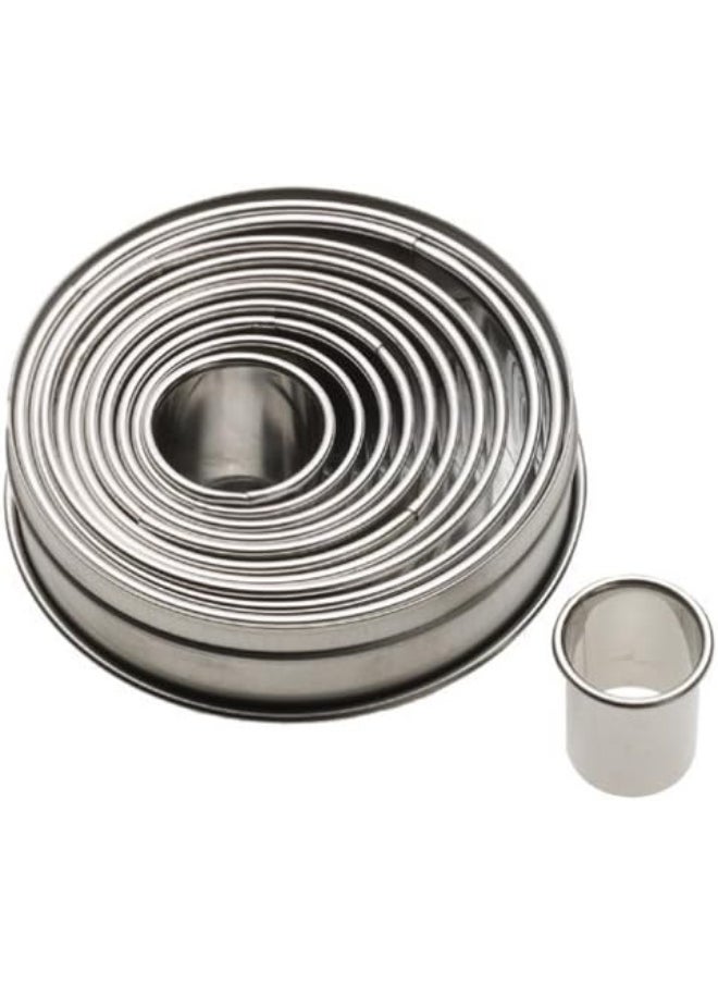 Ateco Ateco Plain Edge Round Cutters in Graduated Sizes, Stainless Steel, 11 Pc Set  - Image 2