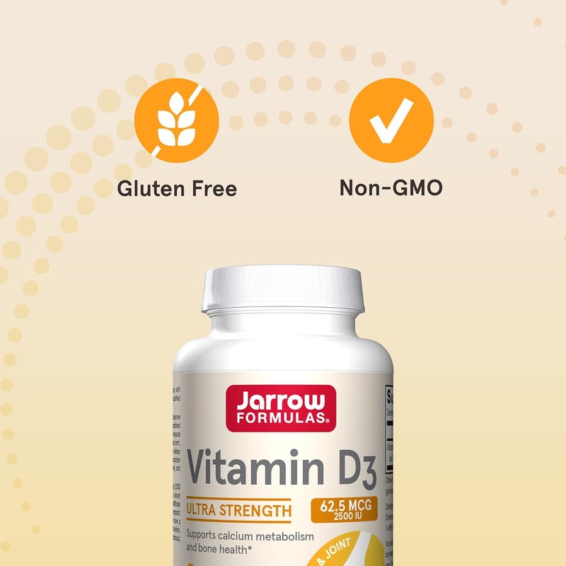 Jarrow Formulas Vitamin D3 625 mcg 2500 IU  100 Servings Softgels  Bone Health Immune Support  Calcium Metabolism Support  Vitamin D Supplement  D3 Vitamins  2500 Vitamin D  Gluten Free - Image 5