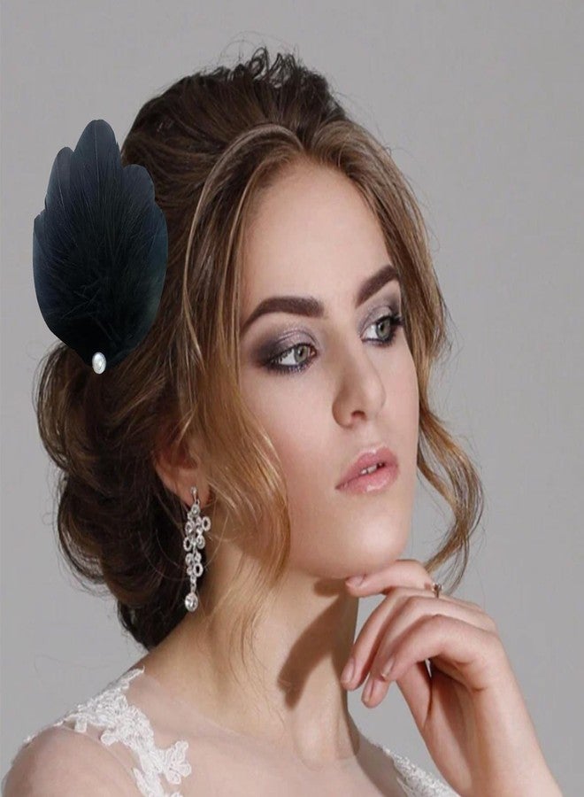 RUSTAMM Feather Hair Clip Artificial Swan Hairpin Headwear Ballet Style Hair Pins Festival Stage Performance Costume Hair Accessories (black white) - Image 4