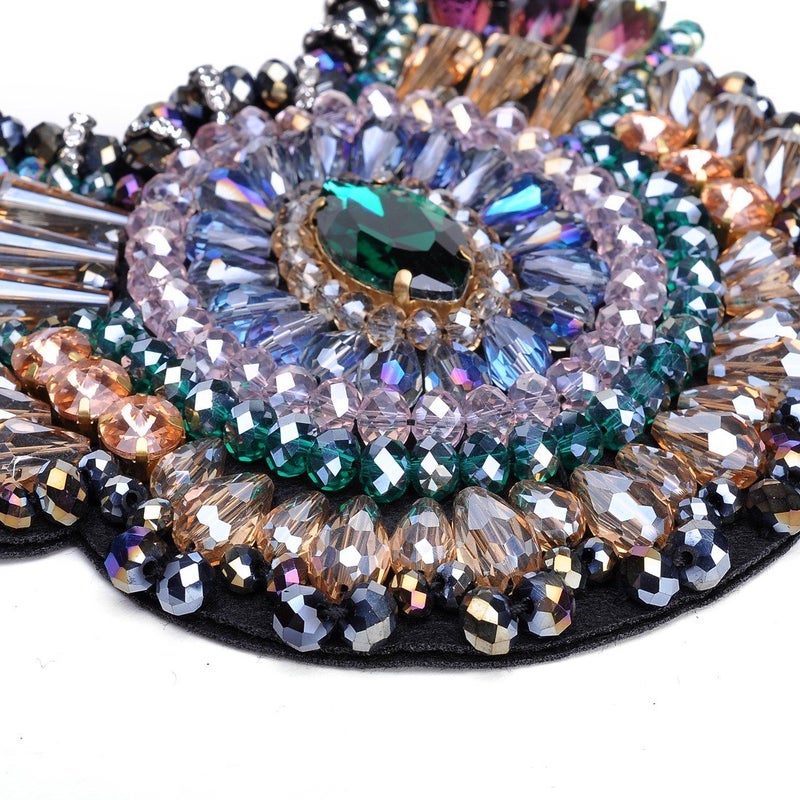 Jerollin Vintage Rhinestone Large Chunky Bib Bohemian Glass Pendant Necklace - Image 5