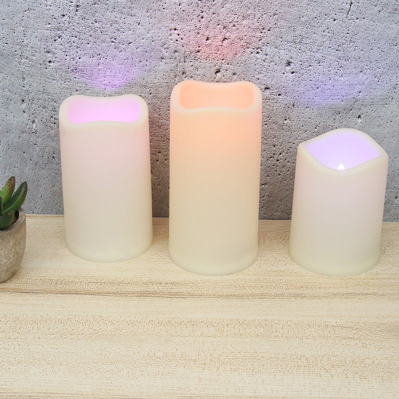 3pcs Candles Flickering Pillar Flameless Candle Battery Operated Candles with - Image 1