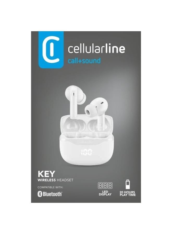 سيلولار لاين سماعات البلوتوث اللاسلكية Key White - Image 2