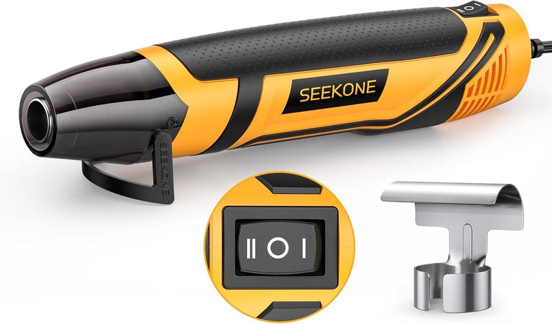 SEEKONE Mini Heat Gun, 350W 2-Temp Settings 500℉ & 842℉（260℃& 450℃） Fast Heat Hot Air Gun Tool with Reflector Nozzle and 4.9Ft Long Cable Overload Protection for Crafting, Vinyl Wrap and Shrink Tubing - Image 1