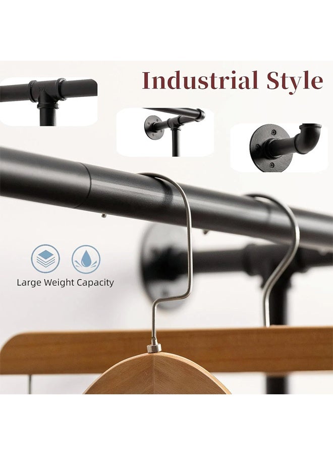 DUNISO Industrial Pipe Clothing Rack,Wall Mounted Double Rods Clothes Racks，Closet Rods for Hanging Clothes，Pipe Clothing Rack，Space Saving, Sturdy and Durable,for Closet, Laundry Room, or Retail Store ，115*27*8.5CM，Black - Image 3