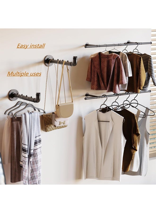 DUNISO Industrial Pipe Clothing Rack,Wall Mounted Double Rods Clothes Racks，Closet Rods for Hanging Clothes，Pipe Clothing Rack，Space Saving, Sturdy and Durable,for Closet, Laundry Room, or Retail Store ，115*27*8.5CM，Black - Image 5