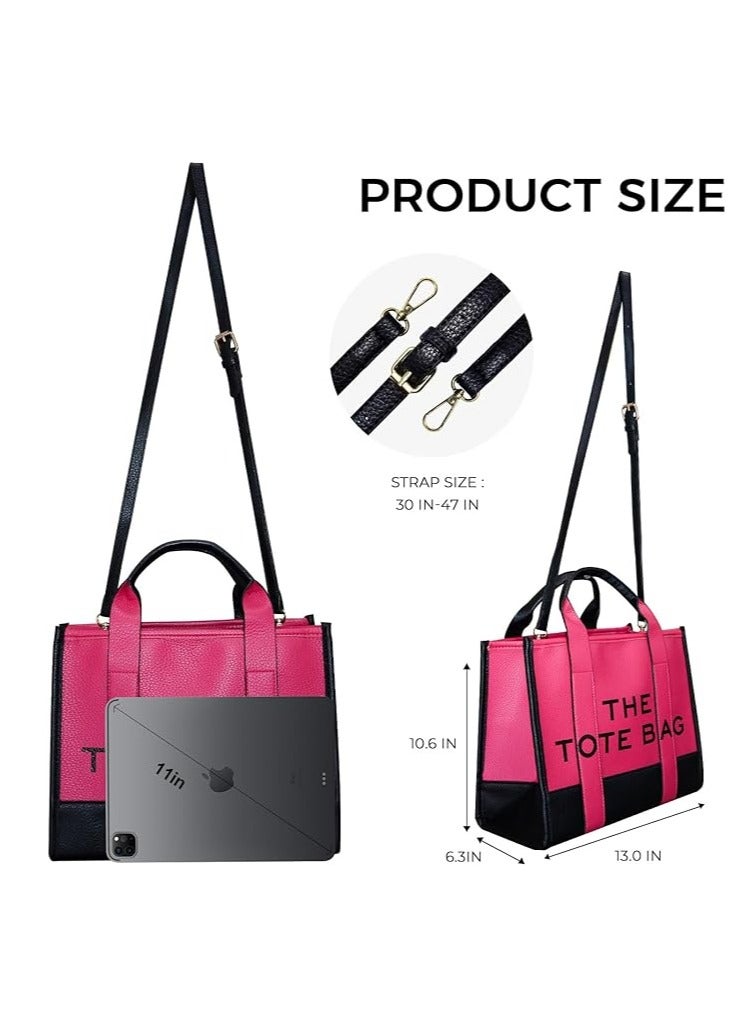 PU Leather Tote Bag Trendy Travel Tote Bag Handbag Top-Handle Shoulder Crossbody Bags  - Image 3