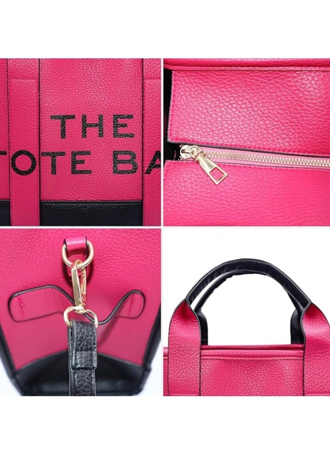 PU Leather Tote Bag Trendy Travel Tote Bag Handbag Top-Handle Shoulder Crossbody Bags  - Image 5
