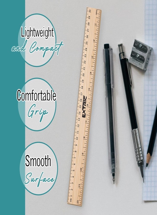 EXTRIC Rulers 12 Inch, Rulers Bulk for Classroom - Wooden Ruler for Kids 25 Pack Great for School, Classroom, Imperial and Metric Measurements for Office and Home - Image 2