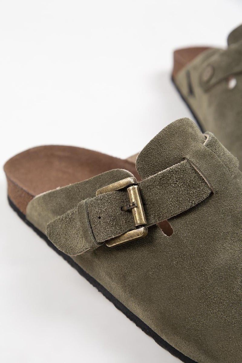 Manijero Krahe Sergio Men's Leather Sabo Khaki Slippers  - Image 5