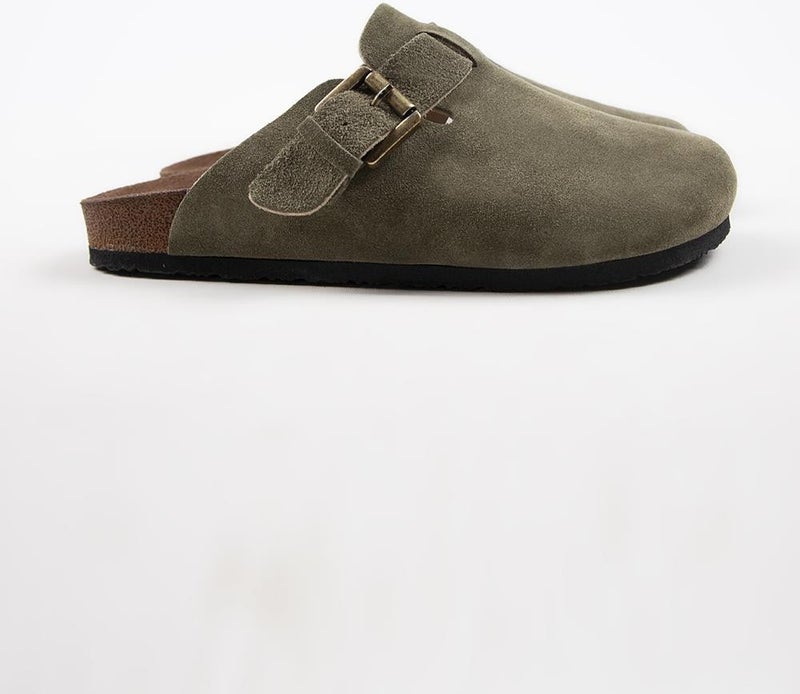Manijero Krahe Sergio Men's Leather Sabo Khaki Slippers  - Image 2